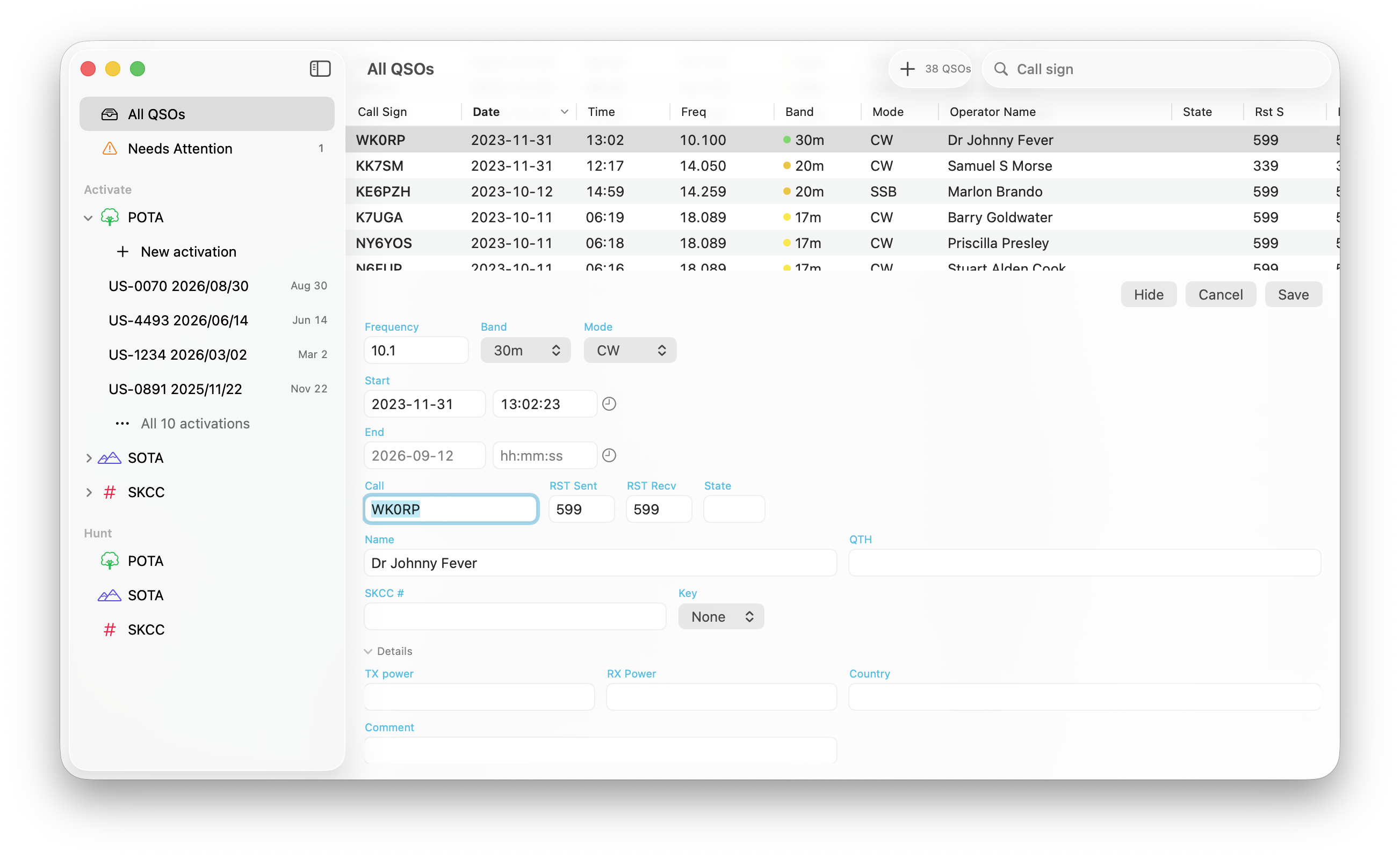 QSOMate 3.0 on macOS